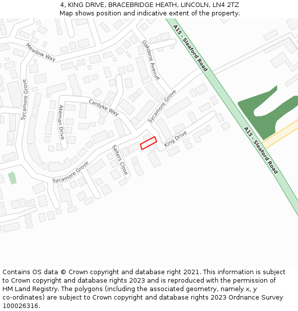 4, KING DRIVE, BRACEBRIDGE HEATH, LINCOLN, LN4 2TZ: Location map and indicative extent of plot