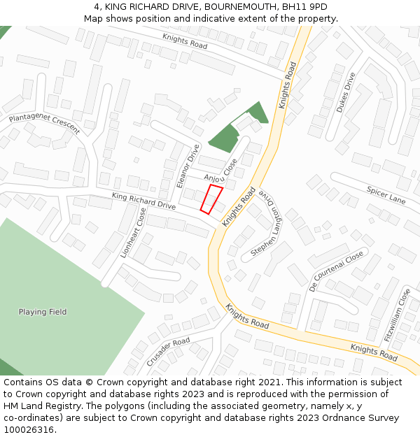 4, KING RICHARD DRIVE, BOURNEMOUTH, BH11 9PD: Location map and indicative extent of plot