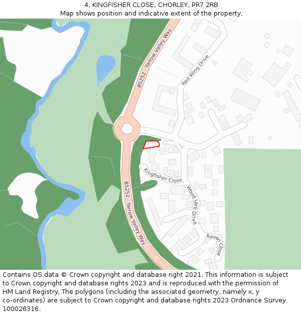 4, KINGFISHER CLOSE, CHORLEY, PR7 2RB: Location map and indicative extent of plot