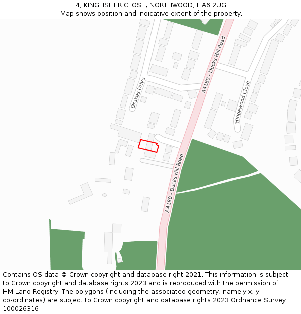 4, KINGFISHER CLOSE, NORTHWOOD, HA6 2UG: Location map and indicative extent of plot
