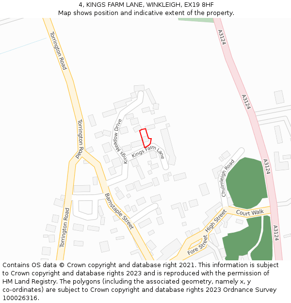 4, KINGS FARM LANE, WINKLEIGH, EX19 8HF: Location map and indicative extent of plot