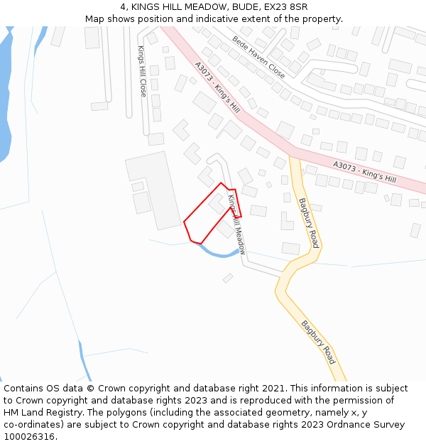 4, KINGS HILL MEADOW, BUDE, EX23 8SR: Location map and indicative extent of plot