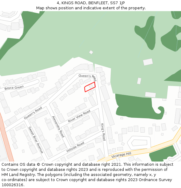 4, KINGS ROAD, BENFLEET, SS7 1JP: Location map and indicative extent of plot