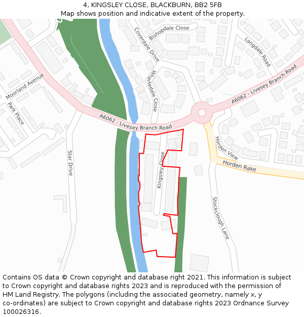 4, KINGSLEY CLOSE, BLACKBURN, BB2 5FB: Location map and indicative extent of plot