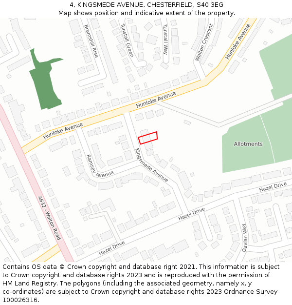 4, KINGSMEDE AVENUE, CHESTERFIELD, S40 3EG: Location map and indicative extent of plot