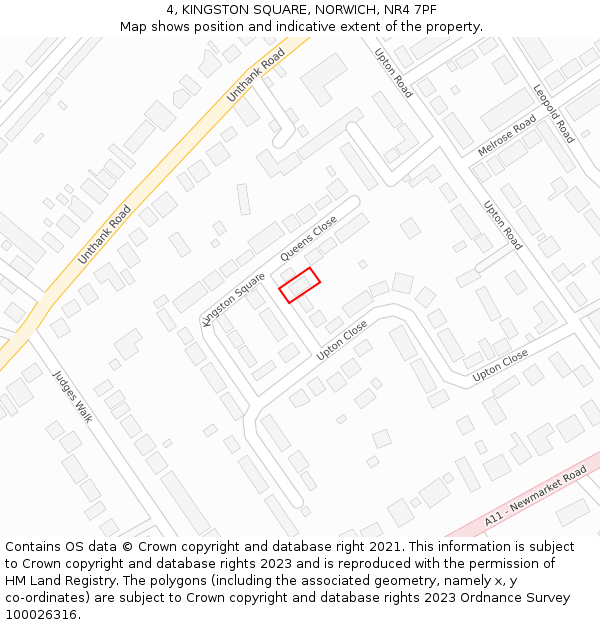 4, KINGSTON SQUARE, NORWICH, NR4 7PF: Location map and indicative extent of plot