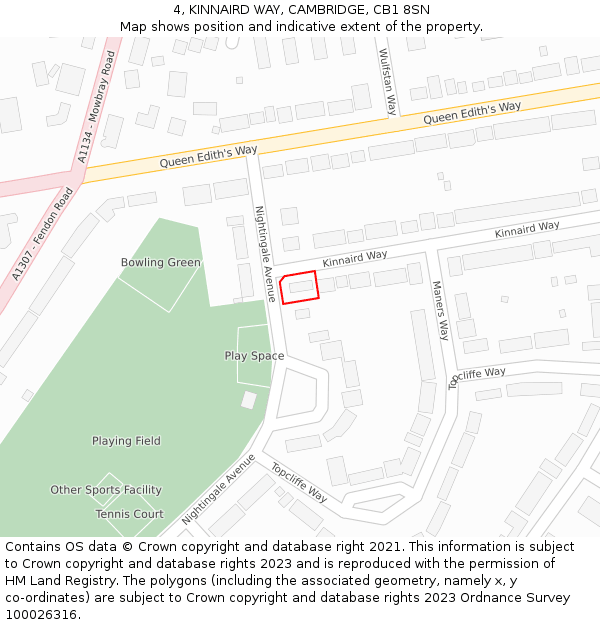 4, KINNAIRD WAY, CAMBRIDGE, CB1 8SN: Location map and indicative extent of plot