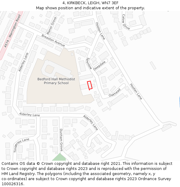 4, KIRKBECK, LEIGH, WN7 3EF: Location map and indicative extent of plot