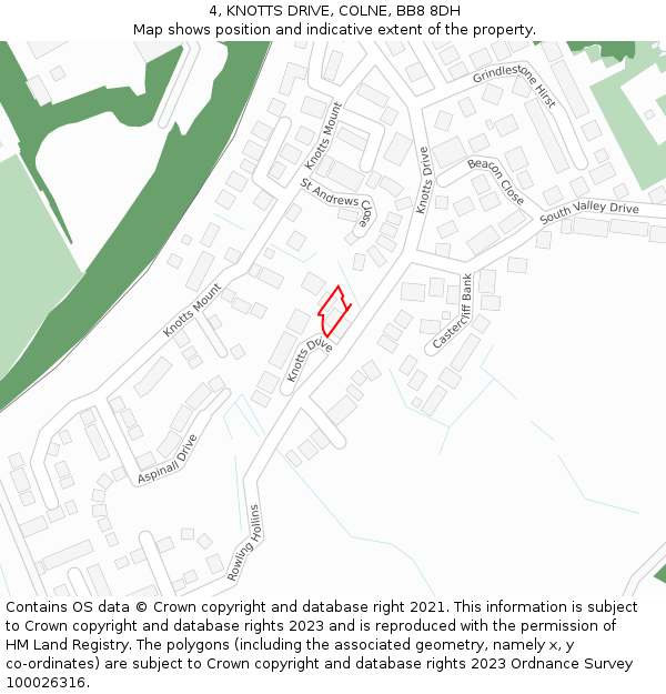4, KNOTTS DRIVE, COLNE, BB8 8DH: Location map and indicative extent of plot