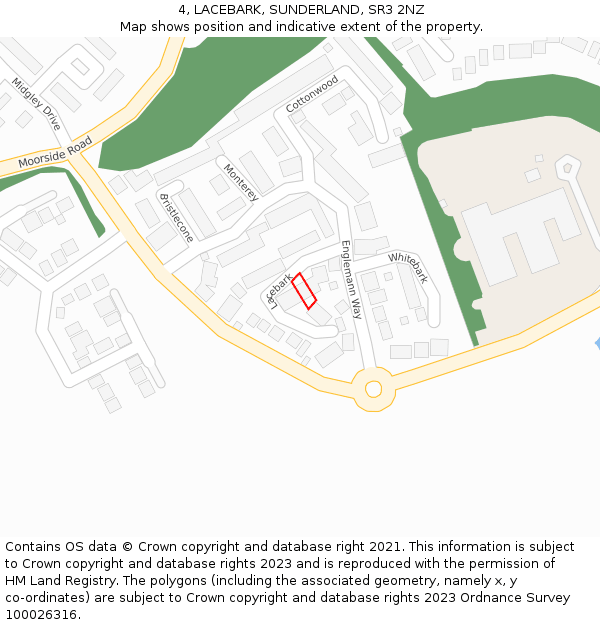 4, LACEBARK, SUNDERLAND, SR3 2NZ: Location map and indicative extent of plot