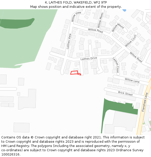 4, LAITHES FOLD, WAKEFIELD, WF2 9TP: Location map and indicative extent of plot