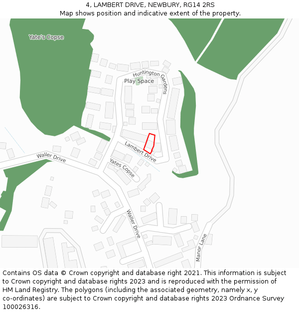 4, LAMBERT DRIVE, NEWBURY, RG14 2RS: Location map and indicative extent of plot