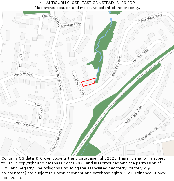 4, LAMBOURN CLOSE, EAST GRINSTEAD, RH19 2DP: Location map and indicative extent of plot