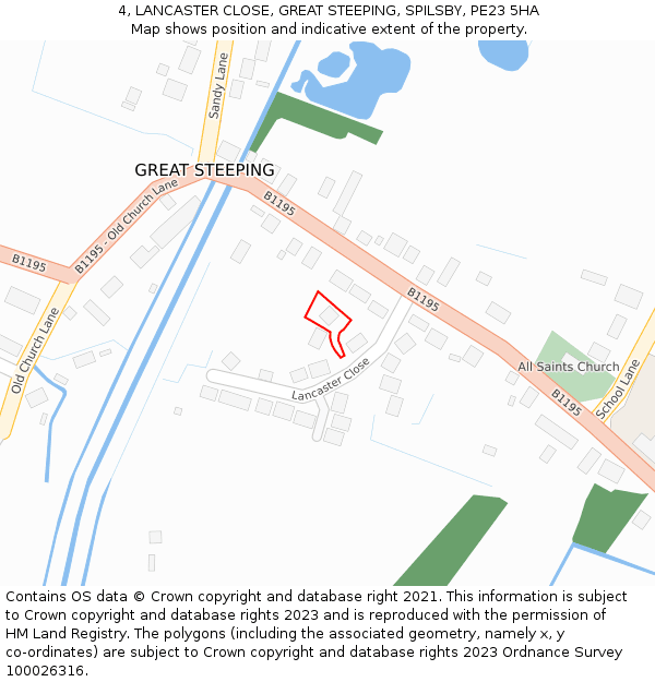 4, LANCASTER CLOSE, GREAT STEEPING, SPILSBY, PE23 5HA: Location map and indicative extent of plot