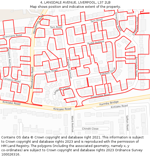 4, LANGDALE AVENUE, LIVERPOOL, L37 2LB: Location map and indicative extent of plot