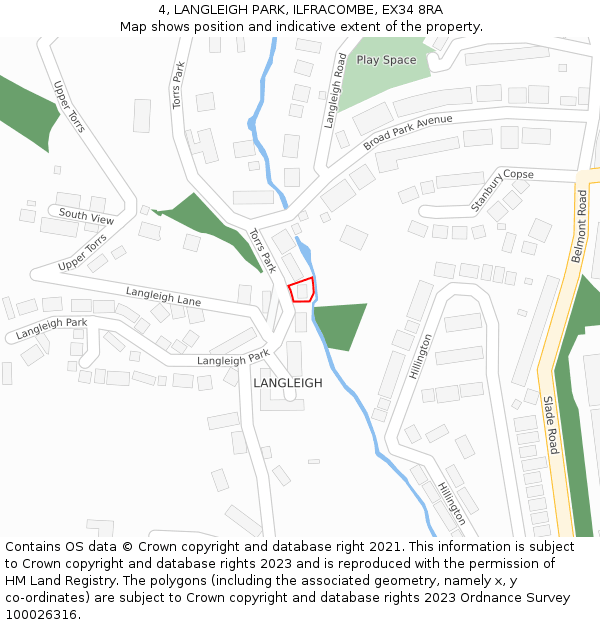 4, LANGLEIGH PARK, ILFRACOMBE, EX34 8RA: Location map and indicative extent of plot