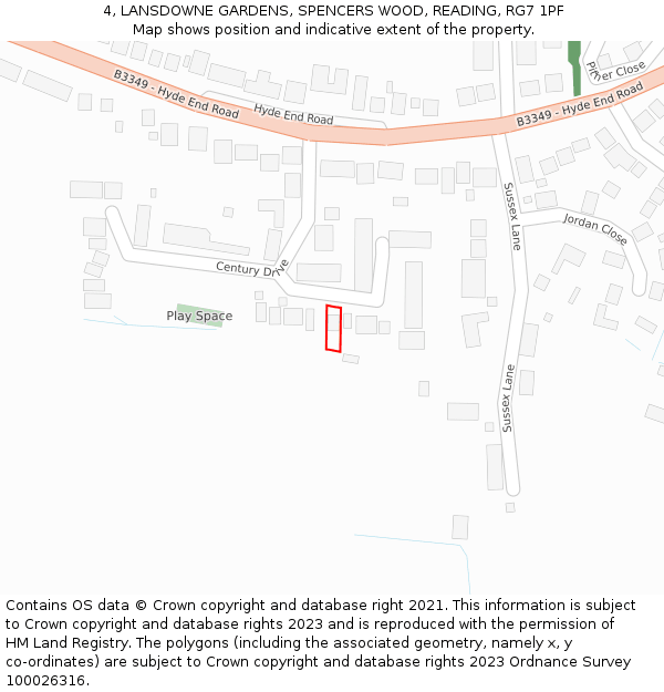 4, LANSDOWNE GARDENS, SPENCERS WOOD, READING, RG7 1PF: Location map and indicative extent of plot