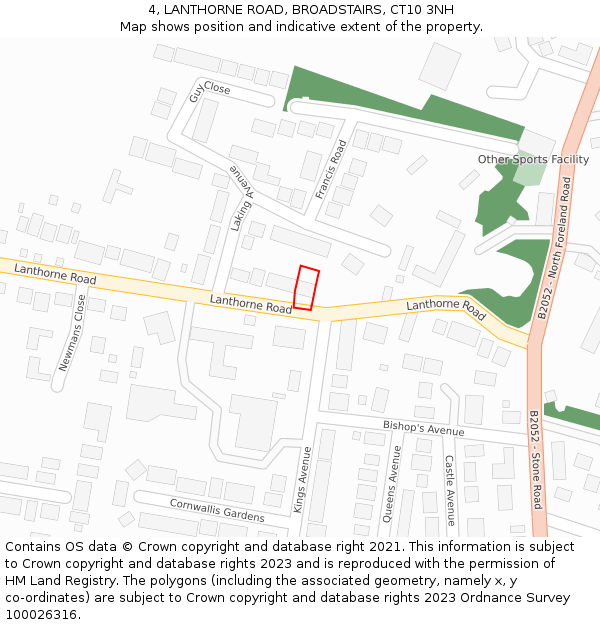 4, LANTHORNE ROAD, BROADSTAIRS, CT10 3NH: Location map and indicative extent of plot