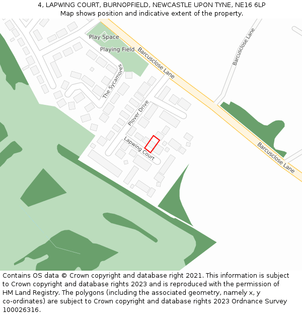 4, LAPWING COURT, BURNOPFIELD, NEWCASTLE UPON TYNE, NE16 6LP: Location map and indicative extent of plot