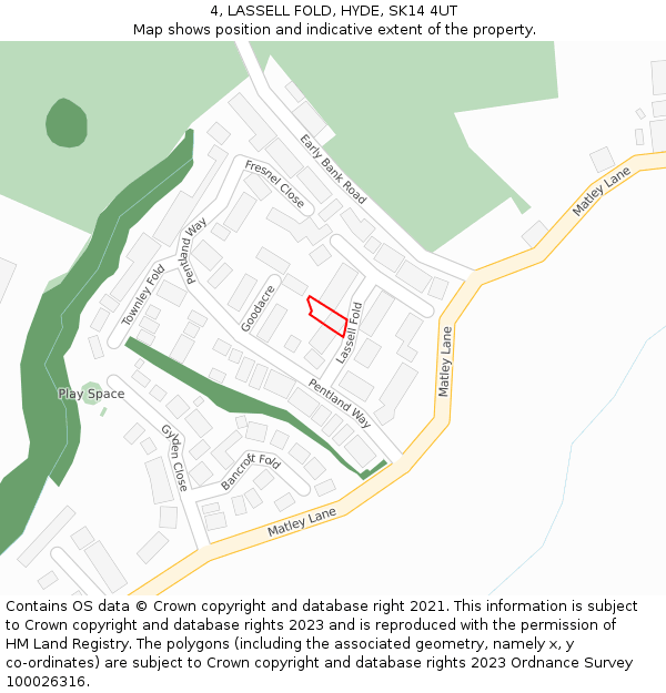 4, LASSELL FOLD, HYDE, SK14 4UT: Location map and indicative extent of plot