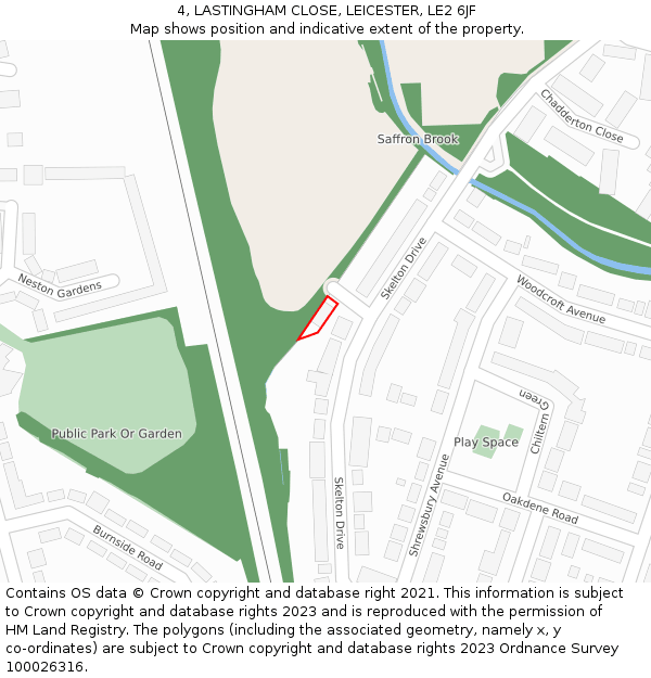 4, LASTINGHAM CLOSE, LEICESTER, LE2 6JF: Location map and indicative extent of plot