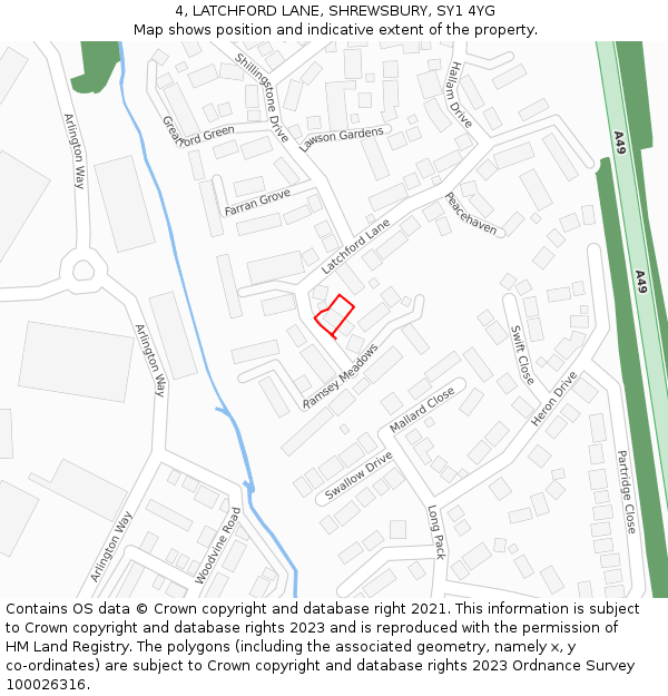 4, LATCHFORD LANE, SHREWSBURY, SY1 4YG: Location map and indicative extent of plot