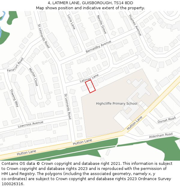 4, LATIMER LANE, GUISBOROUGH, TS14 8DD: Location map and indicative extent of plot