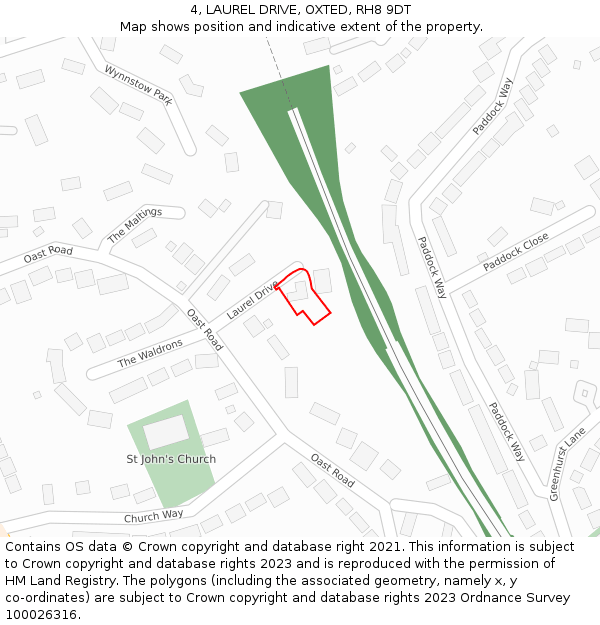 4, LAUREL DRIVE, OXTED, RH8 9DT: Location map and indicative extent of plot