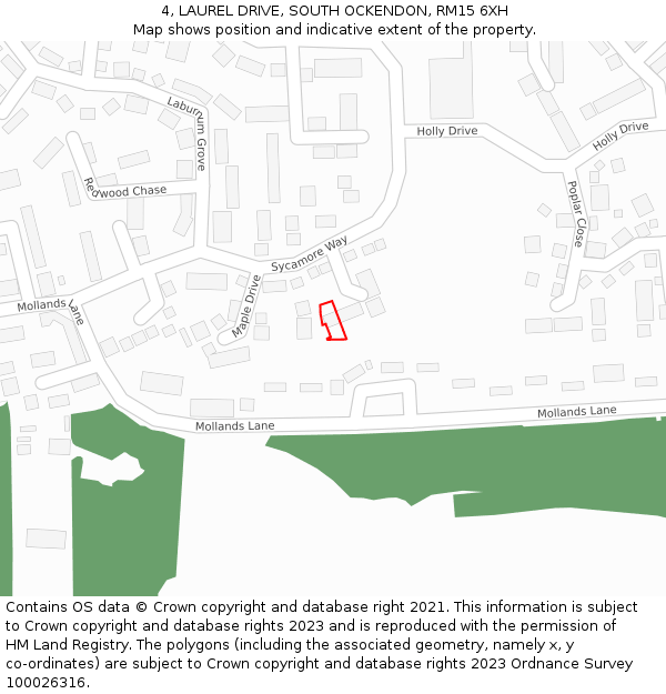 4, LAUREL DRIVE, SOUTH OCKENDON, RM15 6XH: Location map and indicative extent of plot