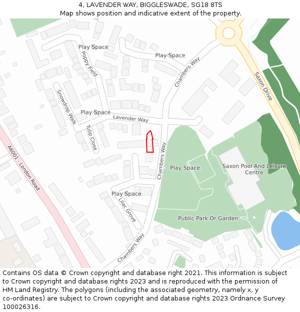 4, LAVENDER WAY, BIGGLESWADE, SG18 8TS: Location map and indicative extent of plot