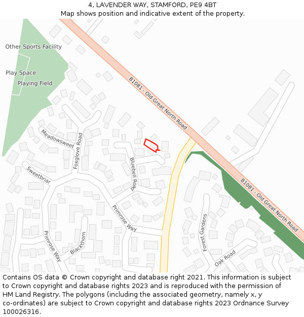 4, LAVENDER WAY, STAMFORD, PE9 4BT: Location map and indicative extent of plot