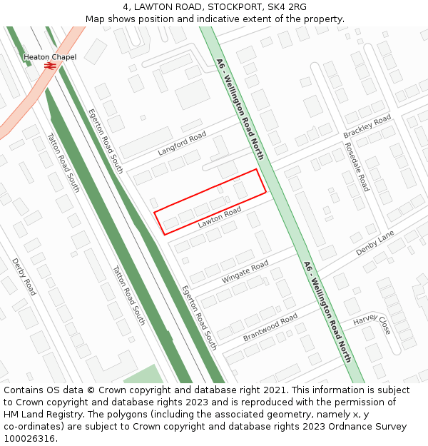 4, LAWTON ROAD, STOCKPORT, SK4 2RG: Location map and indicative extent of plot