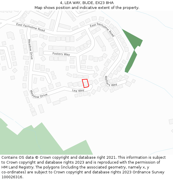 4, LEA WAY, BUDE, EX23 8HA: Location map and indicative extent of plot