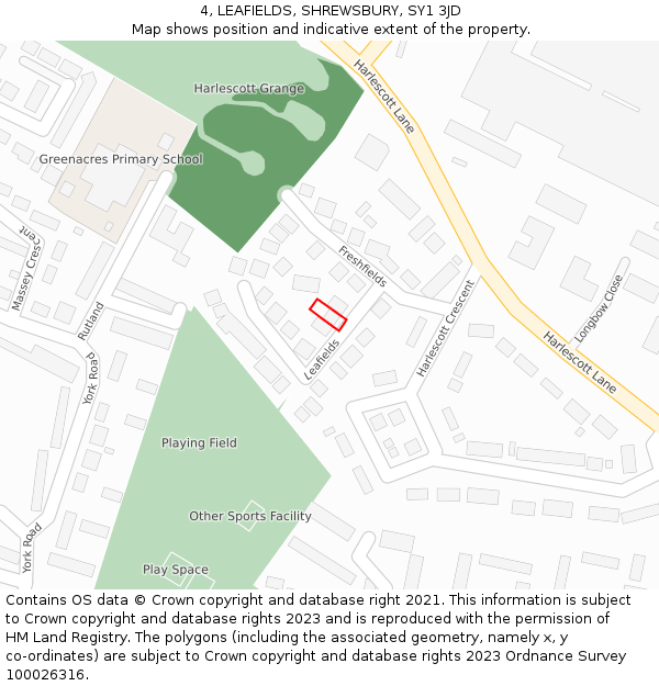 4, LEAFIELDS, SHREWSBURY, SY1 3JD: Location map and indicative extent of plot