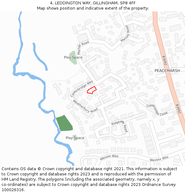 4, LEDDINGTON WAY, GILLINGHAM, SP8 4FF: Location map and indicative extent of plot