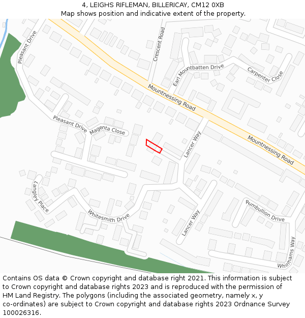 4, LEIGHS RIFLEMAN, BILLERICAY, CM12 0XB: Location map and indicative extent of plot