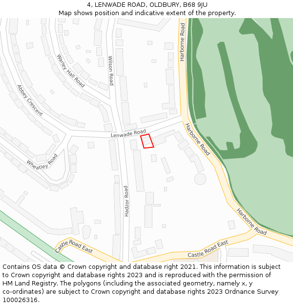 4, LENWADE ROAD, OLDBURY, B68 9JU: Location map and indicative extent of plot