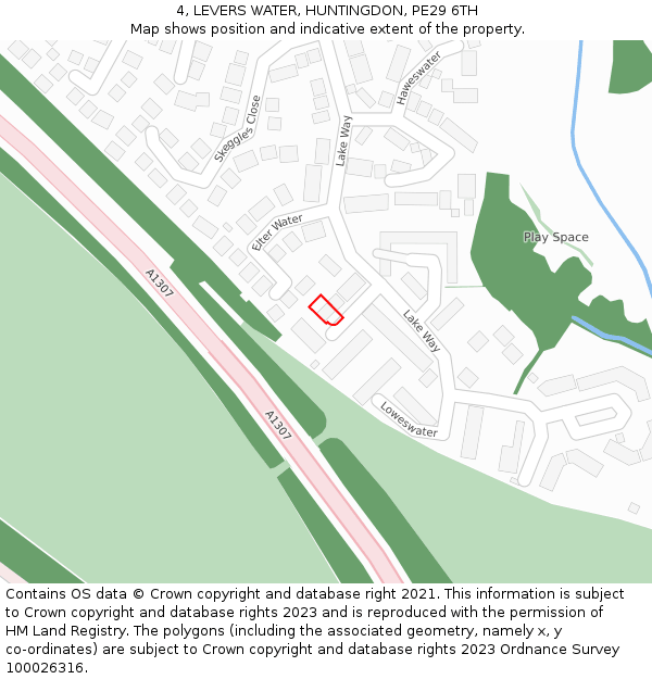 4, LEVERS WATER, HUNTINGDON, PE29 6TH: Location map and indicative extent of plot