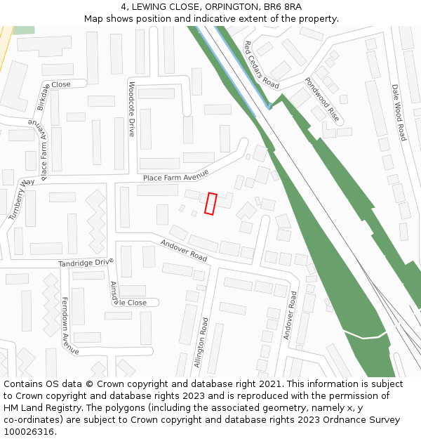 4, LEWING CLOSE, ORPINGTON, BR6 8RA: Location map and indicative extent of plot