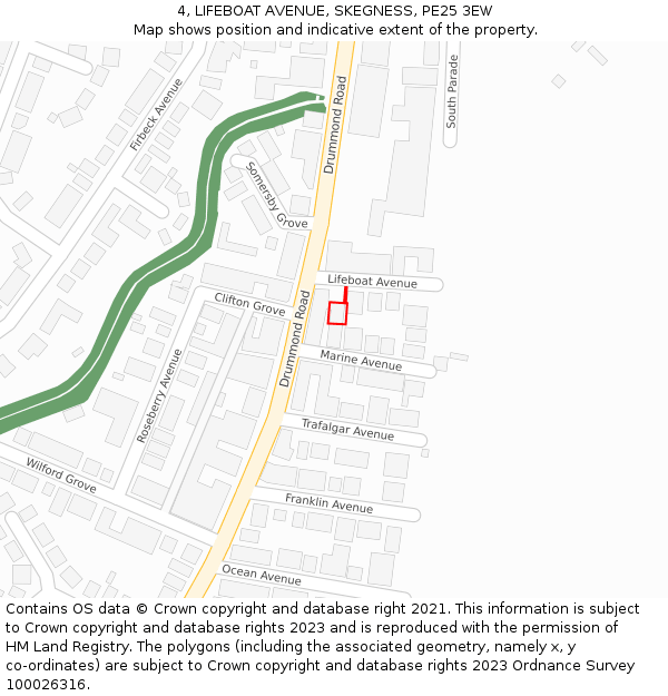 4, LIFEBOAT AVENUE, SKEGNESS, PE25 3EW: Location map and indicative extent of plot