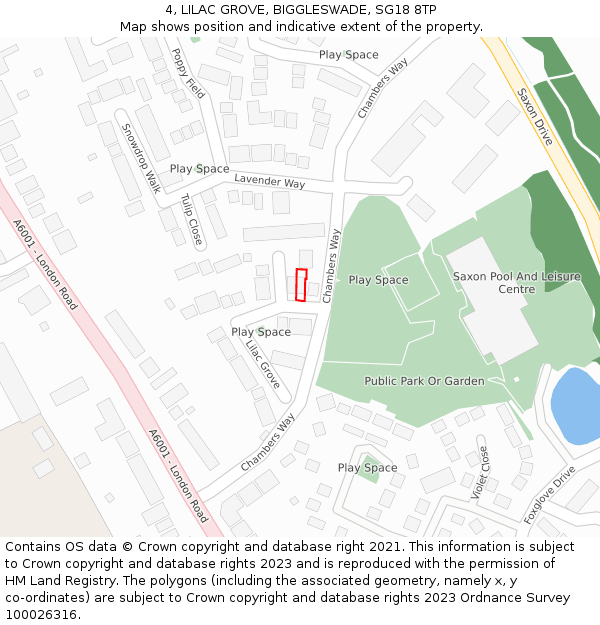 4, LILAC GROVE, BIGGLESWADE, SG18 8TP: Location map and indicative extent of plot