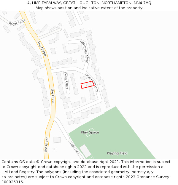 4, LIME FARM WAY, GREAT HOUGHTON, NORTHAMPTON, NN4 7AQ: Location map and indicative extent of plot