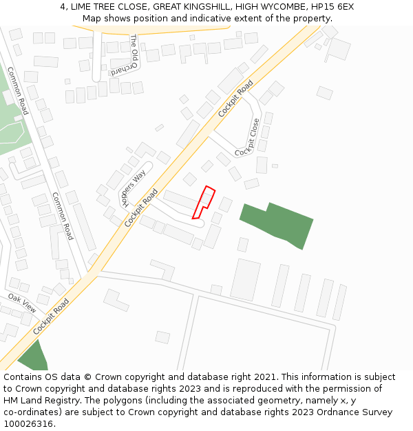 4, LIME TREE CLOSE, GREAT KINGSHILL, HIGH WYCOMBE, HP15 6EX: Location map and indicative extent of plot