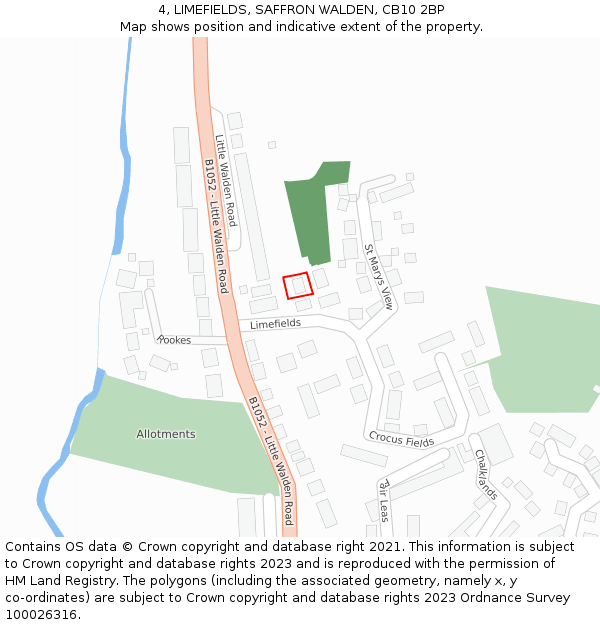 4, LIMEFIELDS, SAFFRON WALDEN, CB10 2BP: Location map and indicative extent of plot