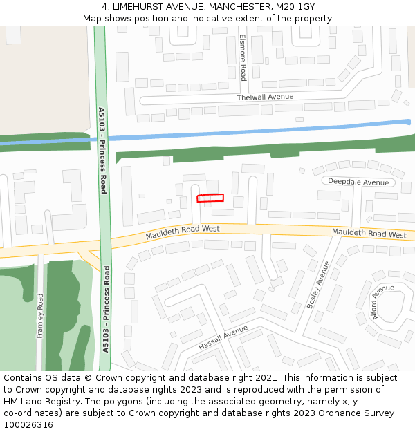 4, LIMEHURST AVENUE, MANCHESTER, M20 1GY: Location map and indicative extent of plot