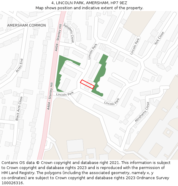 4, LINCOLN PARK, AMERSHAM, HP7 9EZ: Location map and indicative extent of plot