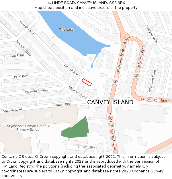 4, LINDE ROAD, CANVEY ISLAND, SS8 9BX: Location map and indicative extent of plot
