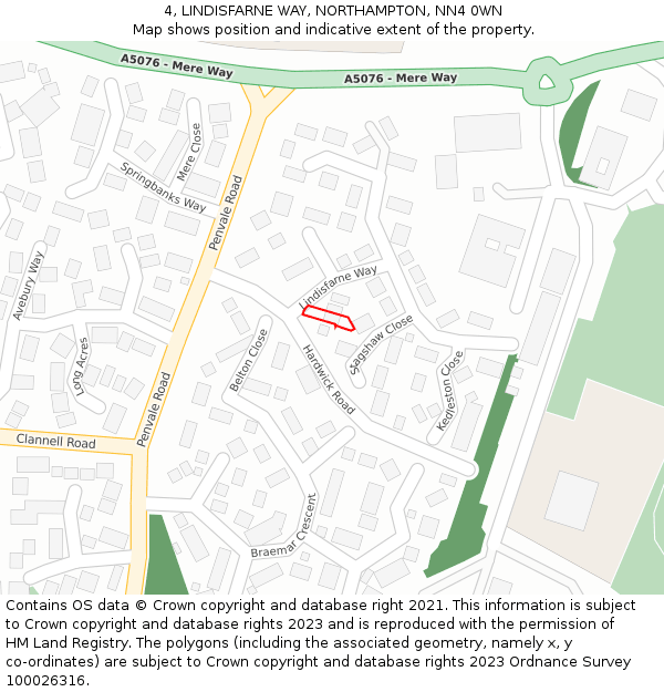 4, LINDISFARNE WAY, NORTHAMPTON, NN4 0WN: Location map and indicative extent of plot