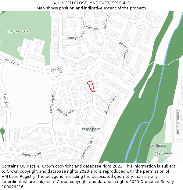 4, LINGEN CLOSE, ANDOVER, SP10 4LS: Location map and indicative extent of plot