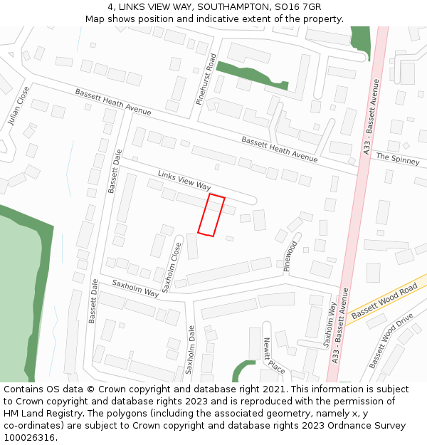 4, LINKS VIEW WAY, SOUTHAMPTON, SO16 7GR: Location map and indicative extent of plot